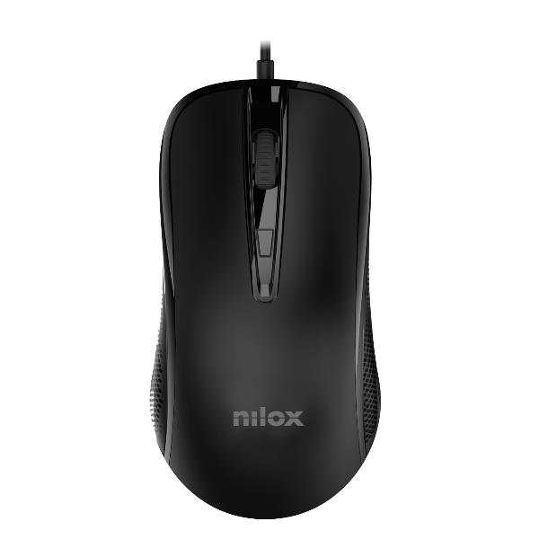 NILOX TECH – Mouse ottico, connessione USB-A, 2400DPI, 4 tasti, lunghezza cavo 1.5 mt