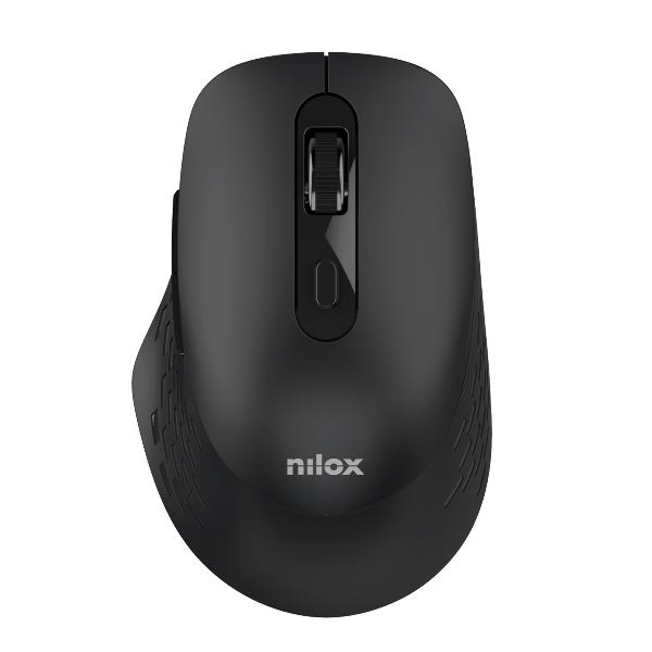 NILOX TECH – Mouse ottico, connessione wireless DUAL (Dongle 2.4 Ghz e wireless), 1600DPI, 6 pulsanti, ergonomico, funziona con pile AA(non incluse)