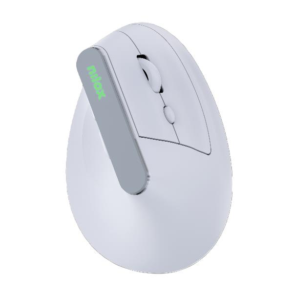 NILOX TECH – Mouse Verticale, connessione wireless DUAL (BT 5.2 e Dongle 2.4GHZ), ricaricabile tramite porta USB-C, cavo incluso, 1600DPI, 6 pulsanti, illuminazione RGB, ergonomico