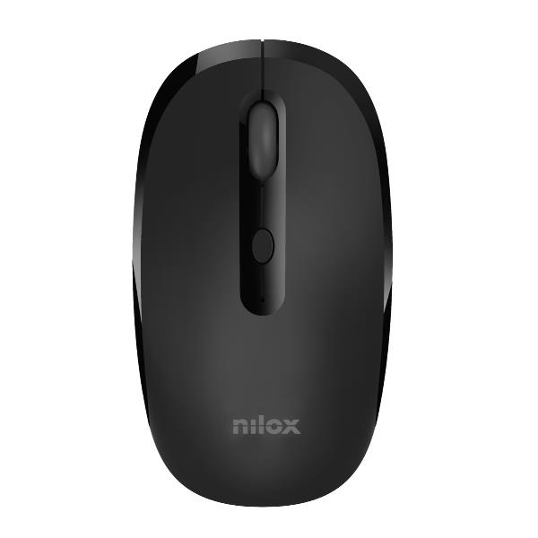 NILOX TECH – Mouse ottico, connessione wireless 2.4 Ghz, ricaricabile tramite porta USB-C, cavo incluso, 3200DPI, 4 tasti