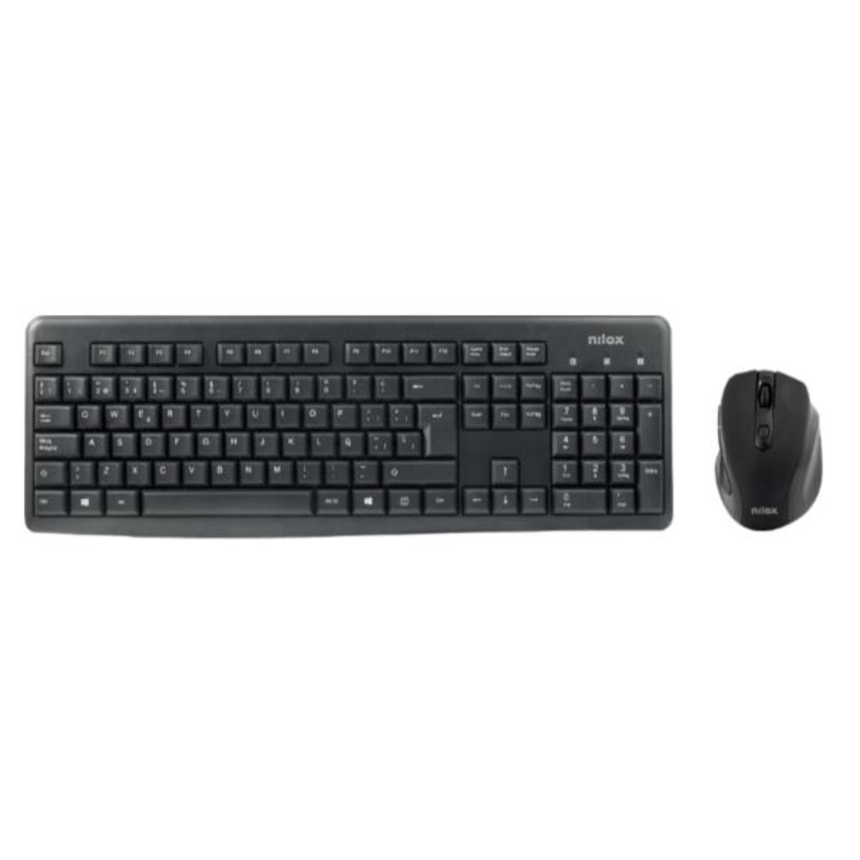 NILOX TECH – Kit Tastiera connessione wireless, 105 tasti, layout italiano + Mouse 1000DPI, connessione wireless 2.4 Ghz, 3 tasti