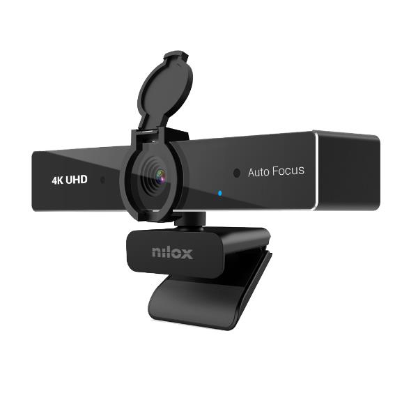 NILOX TECH – Webcam con risoluzione 4K 30 fps, auto focus, cavo USB-A con adattatore USB-C, 2 microfoni integrati, plug & play