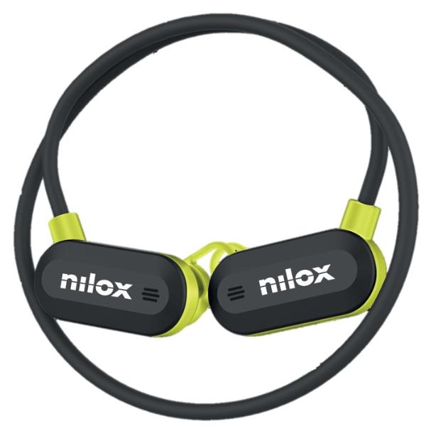 NILOX – Auricolari Sportivi wireless con funzione Cancellazione del rumore ambientale, tecnologia air conduction, doppio microfono, controllo remoto per musica e chiamate