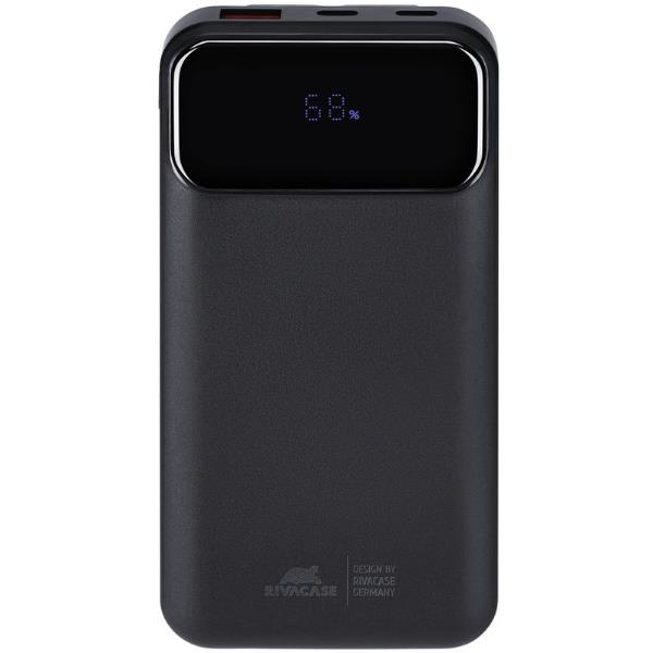 Battery Bank (10000 mAh) 22,5W fast charger con 3 cavi integrati (di cui Type C ed USB con funzione ricarica) Nero