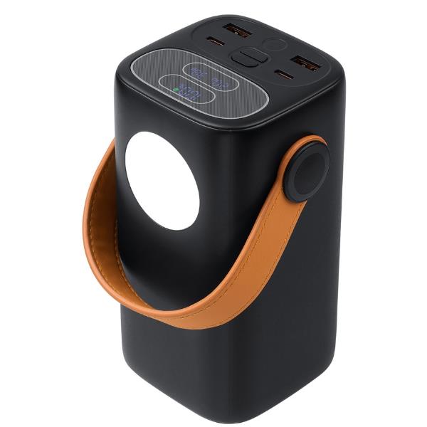 Power Bank da 40.000 mAh ai polimeri di litio con supporto QC 3.0 e PD 65W, dotato di luce da campeggio integrata.