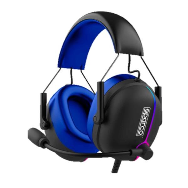 SPARCO – Cuffia a filo per Gaming, padiglioni imbottiti, archetto regolabile, microfono regolabile, controllo remoto, luci RGB