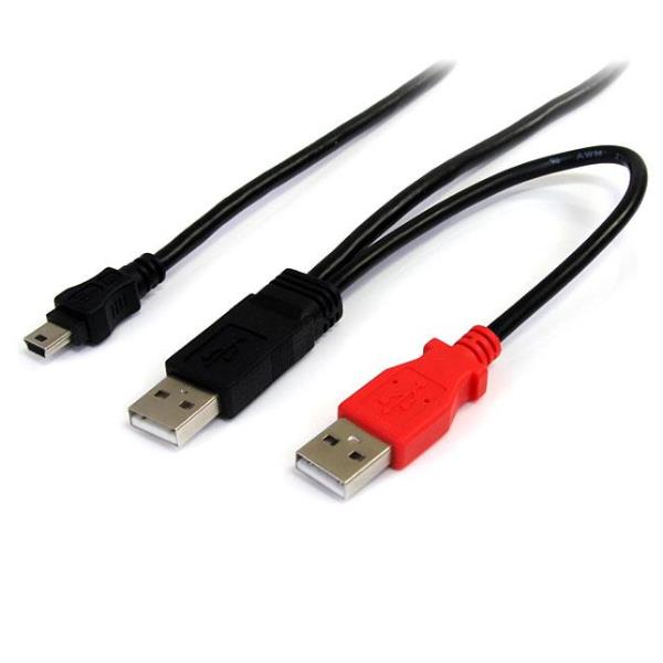 Cavo a doppia alimentazione per disco rigido esterno HDD a splitter Y – cavo USB A a mini B da 1,8m