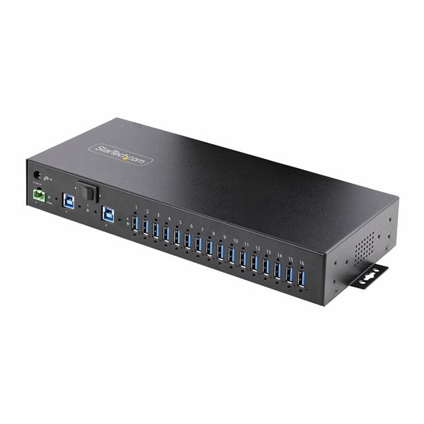 Hub USB Industriale 5Gbps a 16 porte con adattatore di alimentazione