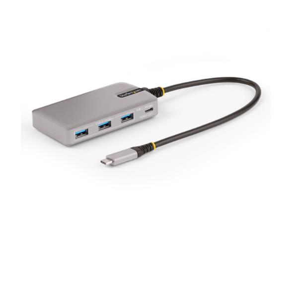 Hub USB-C a 4 porte con uscita video USB-C DP Alt Mode 4K 60Hz – 3x USB Type-A, 1x USB Type-C, 100W PD Pass-Through, USB 3.2 10Gbps, cavo da 30cm, hub USB portatile