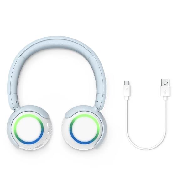 CUFFIA ON-EAR WIRELESS PER BAMBINI BLUETOOTH MICROFONO – AZZURRO