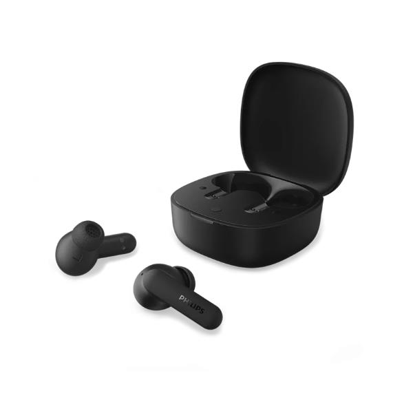 AURICOLARI PICCOLI TRUE WIRELESS BLUETOOTH MICROFONO IPX4 CUSTODIA RICARICABILE TASCABILE – NERO