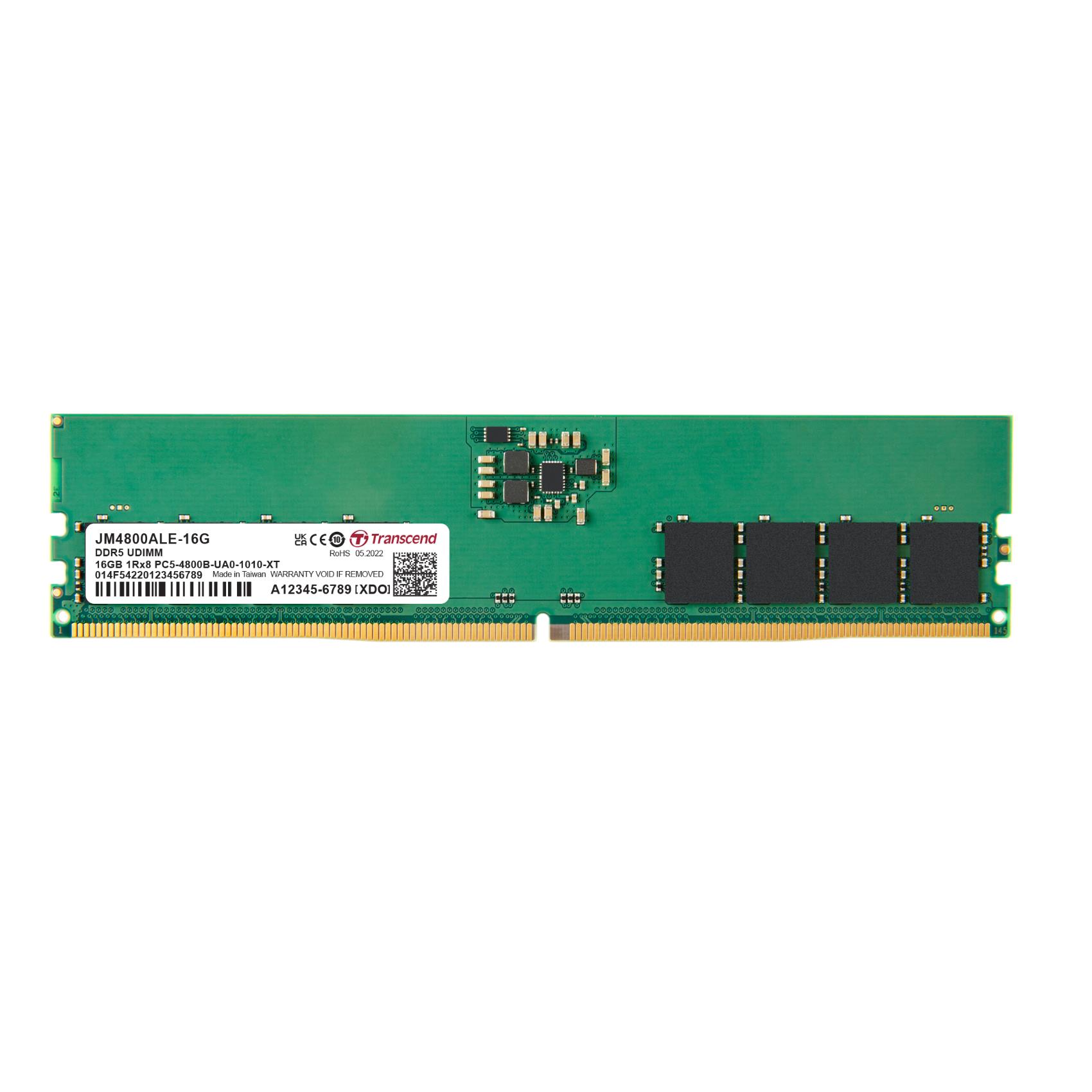 DRAM DDR5 U-DIMM 4800MHz da 16GB, 1Rx8 2Gx8 CL40 1.1V