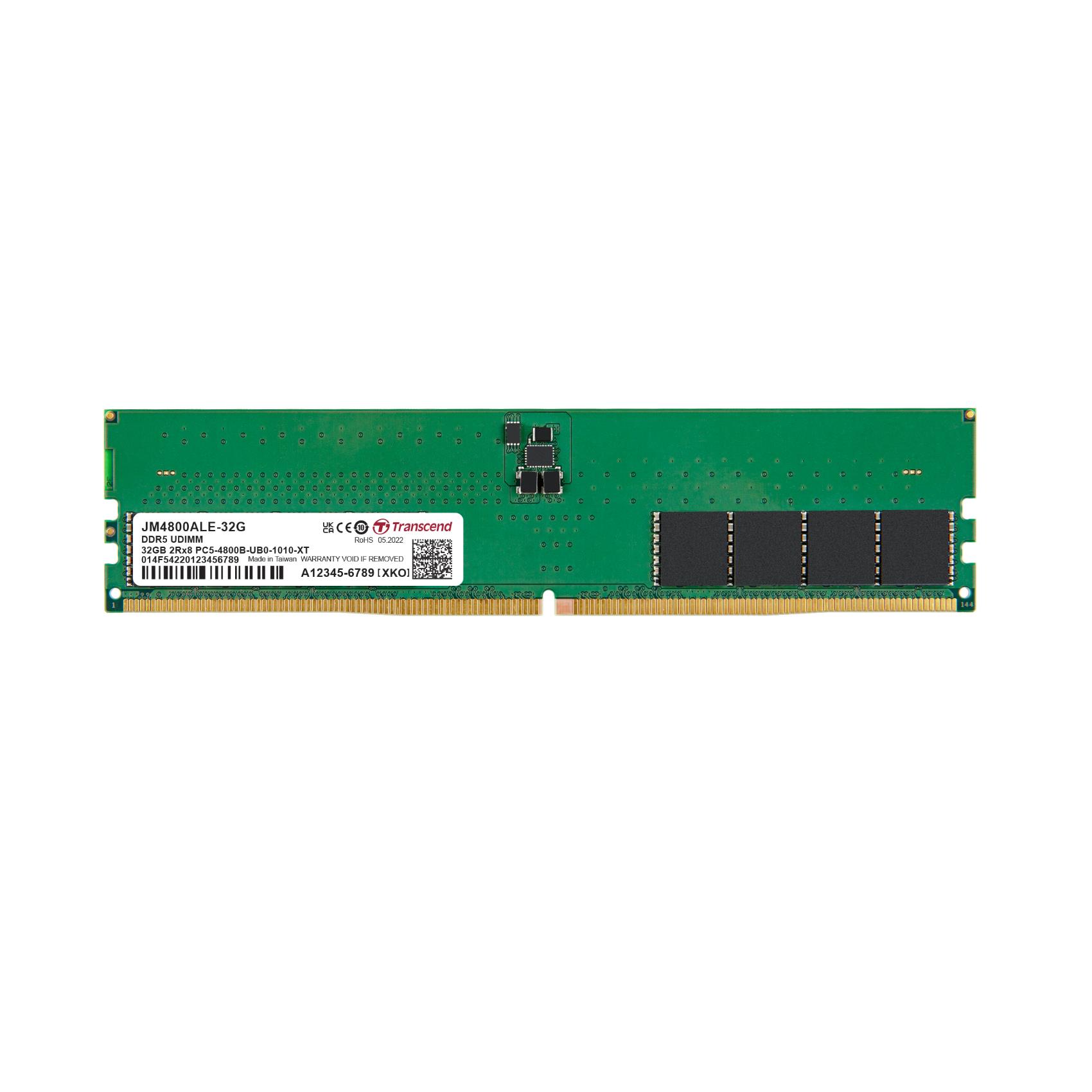 DRAM DDR5 U-DIMM 4800MHz da 32GB, 2Rx8 2Gx8 CL40 1.1V