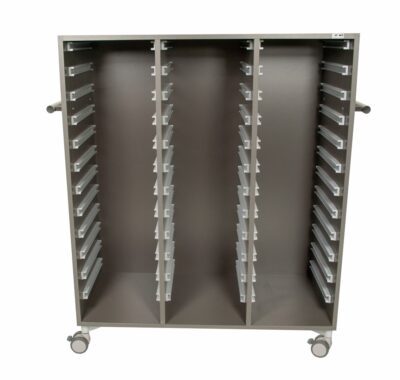 Contenitore portaoggetti con rotelle per set TESS, per 18 vassoi con altezza 15 cm