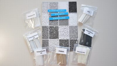 Set di campioni per lo studio delle materie plastiche