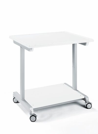 Tavolo sperimentale mobile 90 x 75 cm, piano del tavolo spesso 30 mm, con bordo in PP