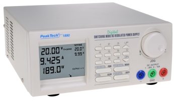 Alimentatore CC con modalità di commutazione da laboratorio con RS-232 C + RS232 C + RS-485, 1 - 20 V/0 - 10 A CC