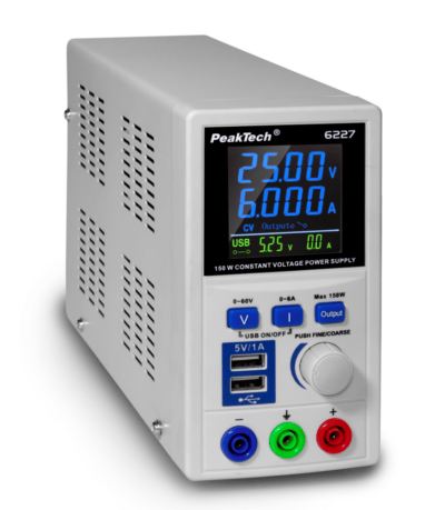 Alimentatore switching DC 0-60 V / 0-6 A con LCD a colori e 2 x USB