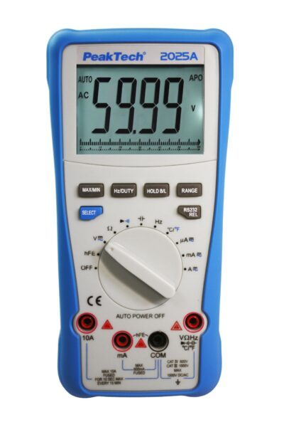 Multimetro digitale 2025A USB, 600 V CA/CC, 10 A CA/CC, TRMS