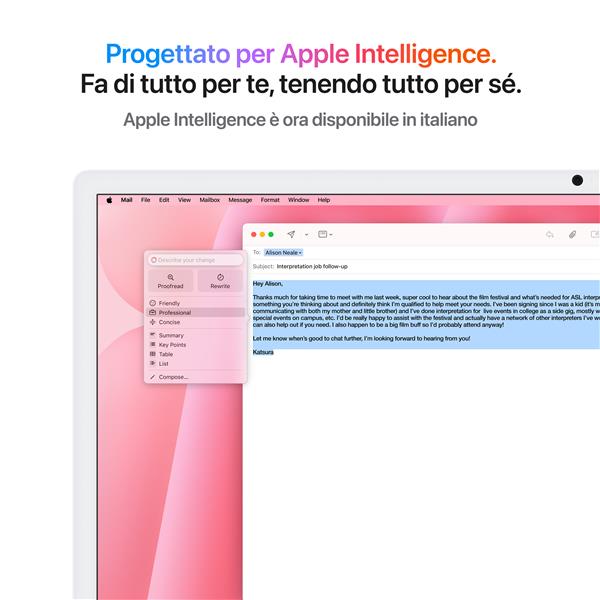 iMac 24" con display Retina 4,5K: Chip Apple M4 con CPU 10-core e GPU 10-core, 24GB, 512GB SSD - Rosa