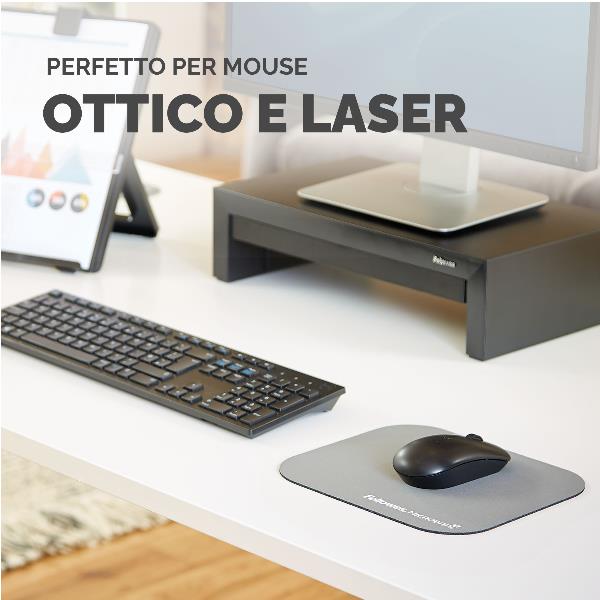 Fellowes Mouse Pad con Microban®, Grigio
