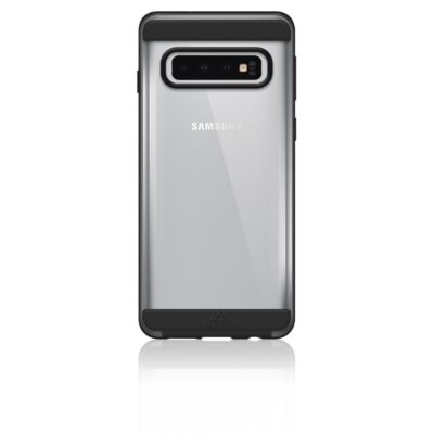 AIR ROBUST - Cover Ultra protettiva in TPU trasparente e finiture colore nero opache bordi rialzati compatibile con Samsung Galaxy S10
