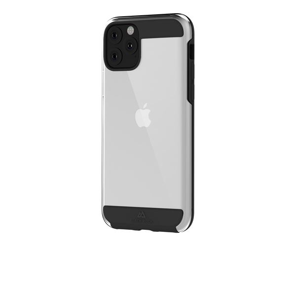 AIR ROBUST - Cover Ultra protettiva in TPU trasparente e finiture colore nero opache bordi rialzati compatibile con Apple iPhone 11 Pro