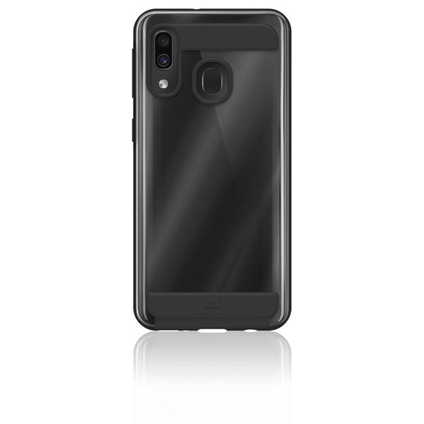 AIR ROBUST - Cover Ultra protettiva in TPU trasparente e finiture colore nero opache bordi rialzati compatibile con Samsung Galaxy A20e