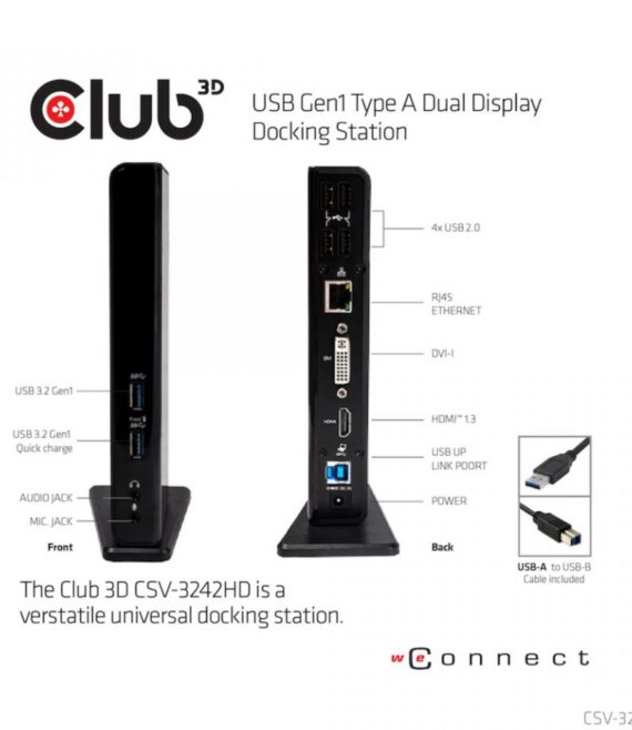 USB Gen1 Type A Dual Display Docking Station