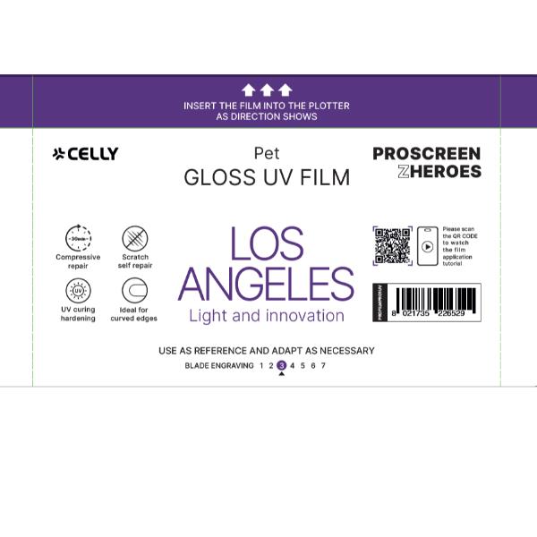 PROFILMPRO GLOSSY UV - Pellicola trasparente lucida UV da 10 pezzi con auto riparazione compatibile con il plotter ProScreenPro - LOS ANGELES (PROSCREEN ZHEROES)