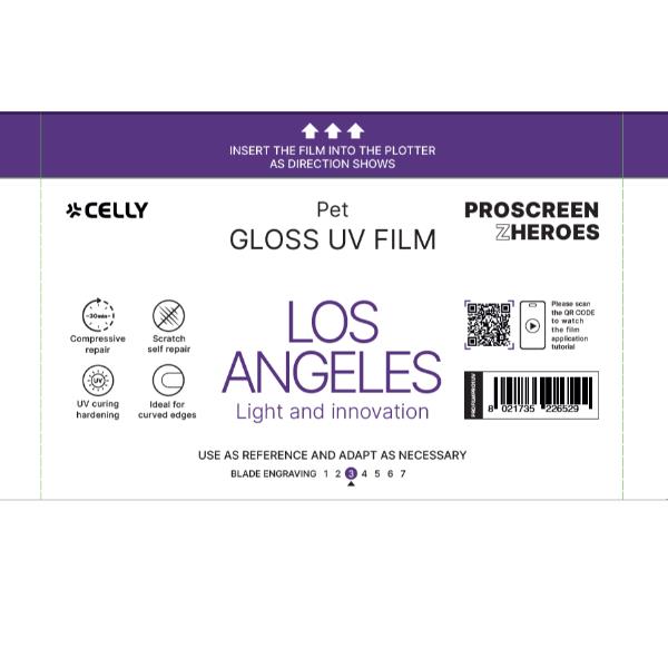 PROFILMPRO GLOSSY UV - Pellicola trasparente lucida UV da 50 pezzi con auto riparazione compatibile con il plotter ProScreenPro - LOS ANGELES (PROSCREEN ZHEROES)