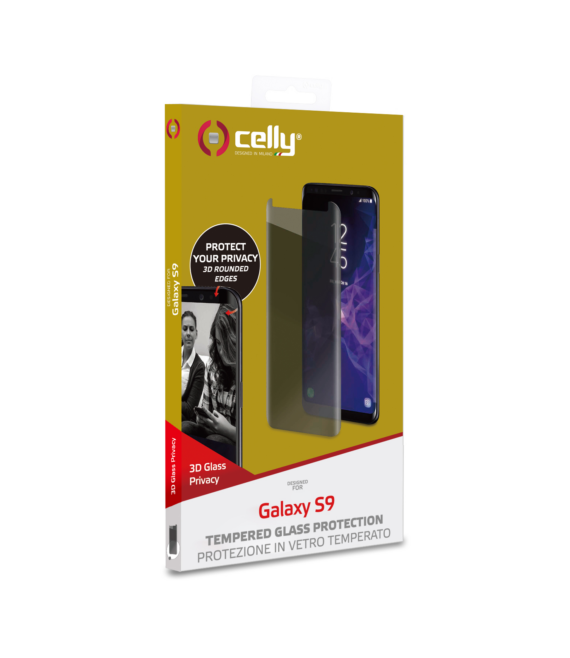 PRIVACY 3D GLASS - Vetro 9H con bordo colorato nero per schermo curvo con effetto Privacy compatibile con Samsung Galaxy S9