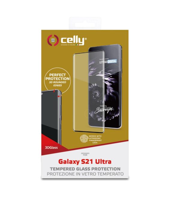3DGLASS - Vetro 9H con bordo colorato nero per schermo curvo compatibile con Samsung Galaxy S21 Ultra 5G/ Galaxy S21 Ultra 5G Enterprise Edition