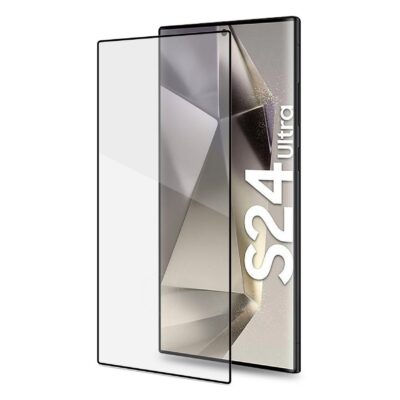3DGLASS - Vetro 9H con bordo colorato nero per schermo curvo compatibile con Samsung Galaxy S24 Ultra 5G/ Galaxy S24 Ultra 5G Enterprise Edition