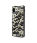 DIAMOND SQUARE - Cover rigida con retro in vetro temperato anti graffio e bordi in TPU con effetto squadrato colore camouflage nero compatibile con Apple iPhone Xs/ iPhone X