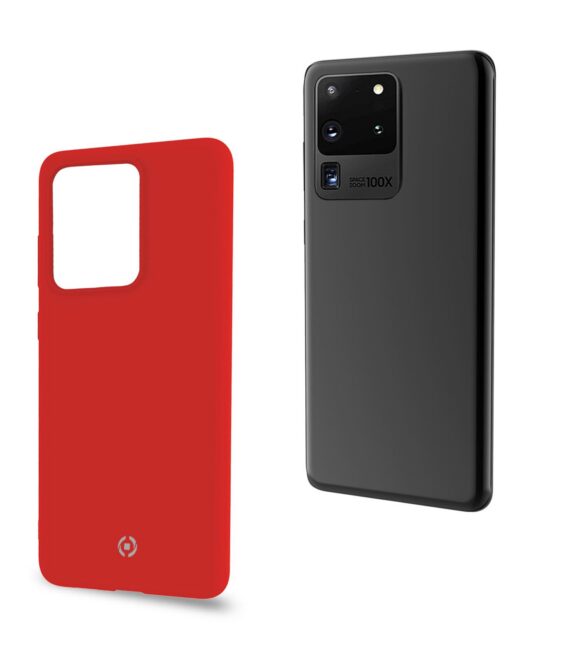 FEELING - Cover morbida in silicone liquido con finitura soft touch e bordi anti scivolo colore rosso compatibile con Samsung Galaxy S20 Ultra