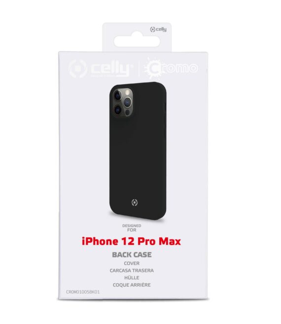 CROMO - Cover in morbido TPU con finitura soft touch colore nero compatibile con Apple iPhone 12 Pro Max