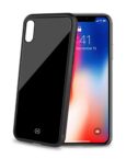 DIAMOND - Cover rigida in vetro temperato anti-graffio e bordi in TPU colore nero compatibile con Apple iPhone Xs/ iPhone X