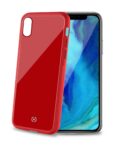 DIAMOND - Cover rigida in vetro temperato anti-graffio e bordi in TPU colore rosso compatibile con Apple iPhone Xr