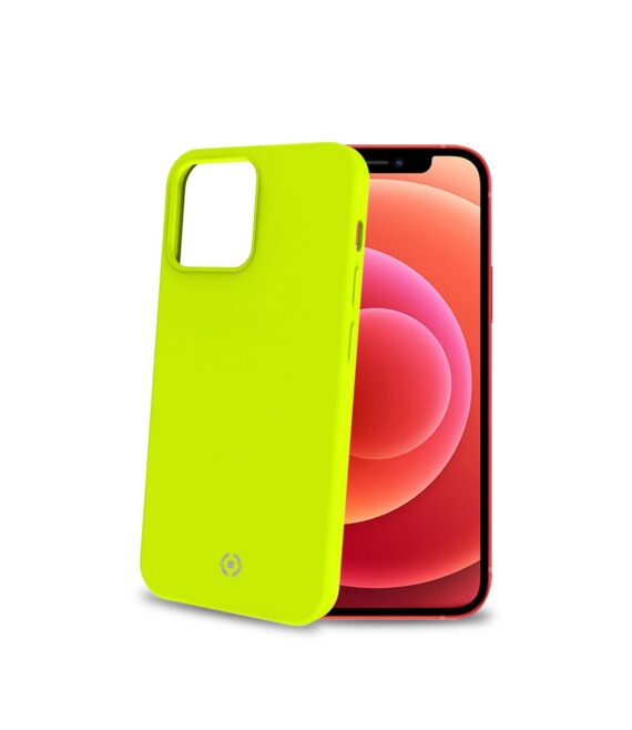 CROMO FLUO - Cover in morbido TPU con finitura soft touch colore giallo fluo compatibile con Apple iPhone 13 Mini