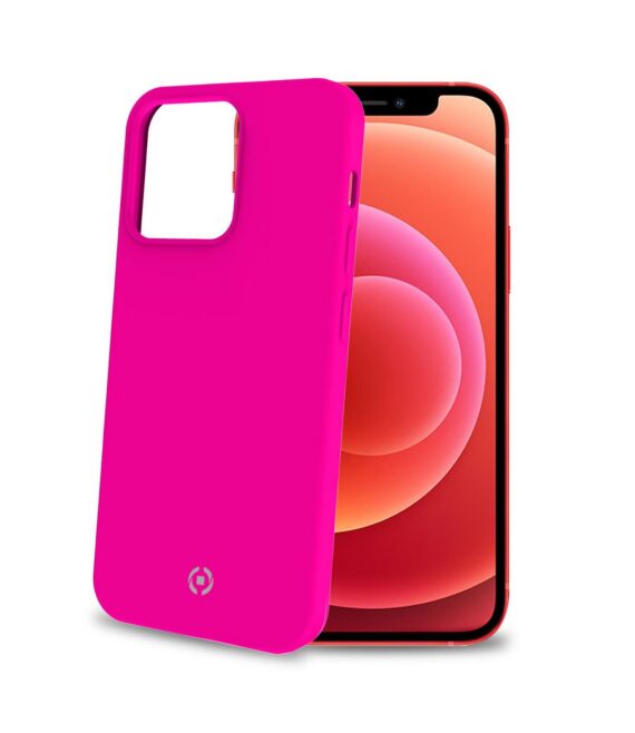 CROMO FLUO - Cover in morbido TPU con finitura soft touch colore rosa fluo compatibile con Apple iPhone 13 Pro Max