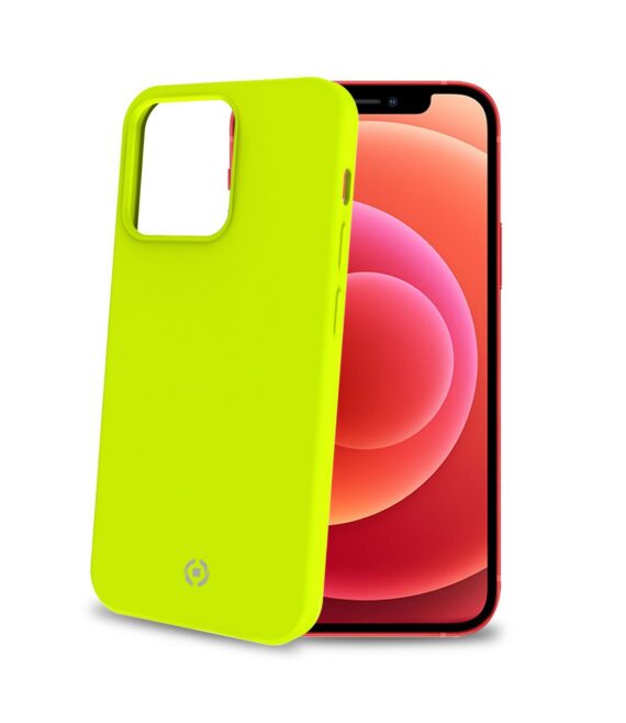 CROMO FLUO - Cover in morbido TPU con finitura soft touch colore giallo fluo compatibile con Apple iPhone 13 Pro Max