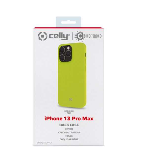 CROMO FLUO - Cover in morbido TPU con finitura soft touch colore giallo fluo compatibile con Apple iPhone 13 Pro Max