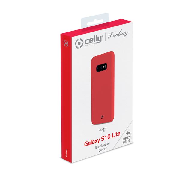 FEELING - Cover morbida in silicone liquido con finitura soft touch e bordi anti scivolo colore rosso compatibile con Samsung Galaxy S10e