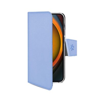 WALLY - Custodia a libro in pelle sintetica con chiusura flap magnetico, slot per carte e funzione stand colore blu compatibile con Apple iPhone 16 [IPHONE 16 CASES]
