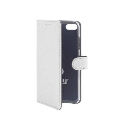 WALLY - Custodia a libro in pelle sintetica con chiusura flap magnetico, slot per carte e funzione stand colore bianco per Apple iPhone SE 2022/ iPhone SE 2020/ iPhone 8/ 7/ 6s/ 6