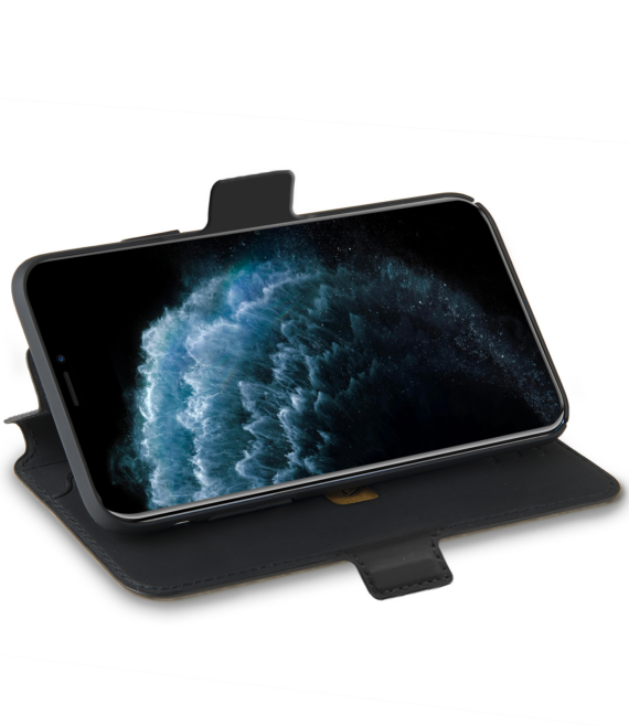 PRESTIGEM - Custodia ad agenda ultrasottile con finitura morbida con effetto opaco colore nero compatibile con Apple iPhone 11 Pro Max