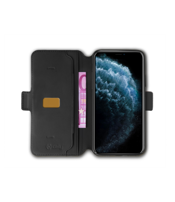 PRESTIGEM - Custodia ad agenda ultrasottile con finitura morbida con effetto opaco colore nero compatibile con Apple iPhone 11 Pro Max