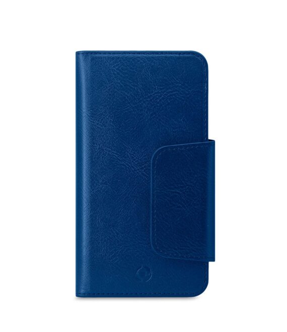 DUOMO - Custodia a libro con chiusura magnetica, slot porta carte colore blu compatibile con gli smartphone fino a 5.8"