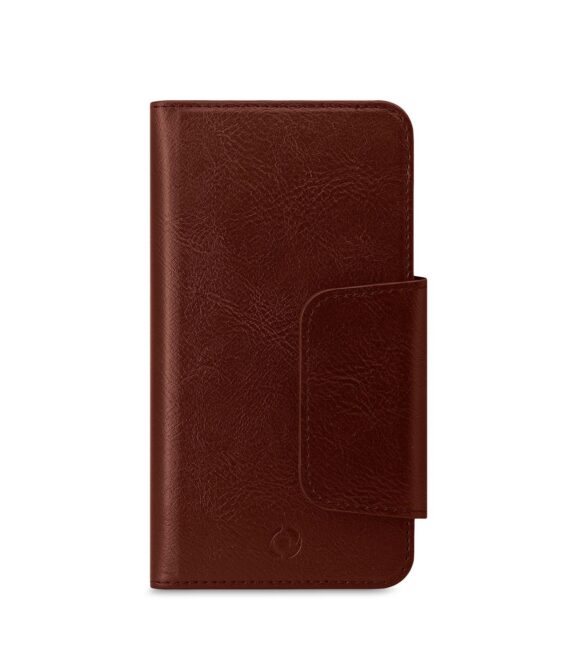 DUOMO - Custodia a libro con chiusura magnetica, slot porta carte colore marrone compatibile con gli smartphone fino a 5.8"